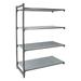 Cambro CBA213672VS4580 Camshelving Basics Vented/Solid Add-On Shelf Kit - 4 Shelves, 36"L x 21"W x 72"H, Gray