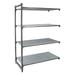 Cambro CBA243084VS4580 Camshelving Basics Vented/Solid Add-On Shelf Kit - 4 Shelves, 30"L x 24"W x 84"H, 4 Tiers