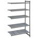 Cambro CBA245472V5580 Camshelving Basics Vented Add-On Shelving Unit - 5 Shelves, 54"L x 24"W x 72"H, 5 Tiers, Gray