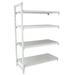 Cambro CPA243684VS4PKG Camshelving Premium Vented/Solid Add-On Shelving Unit - 4 Shelves, 36"L x 24"W x 84"H, Antimicrobial, 2, 000-lb. Capacity