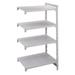 Cambro CPA244884S4PKG Camshelving Premium Solid Add-On Shelving Unit - 4 Shelves, 48"L x 24"W x 84"H, 4 Solid Tiers