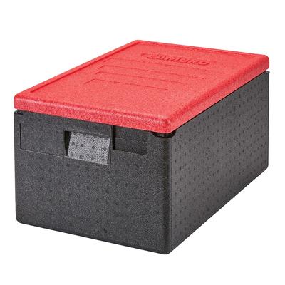Cambro EPP180CLSW365 GoBox Insulated Food Carrier - 48 3/5 qt w/ (1) Pan Capacity, Black w/ Red Lid, 8