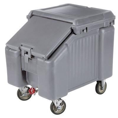 Cambro ICS100L4S191 100 lb SlidingLid Insulated Mobile Ice Caddy - Plastic, Granite Gray, 100 lb Capacity