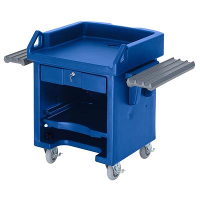 Cambro VCSWRHD186 52 3/4"W Cash Register Stand w/ Plastic Top, 43 3/4"H, Heavy Duty Casters, Blue