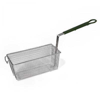 Browne 79213 Fryer Basket w/ Coated Handle & Front Hook, 12 1/2" x 6 3/10" x 5 3/10", Green