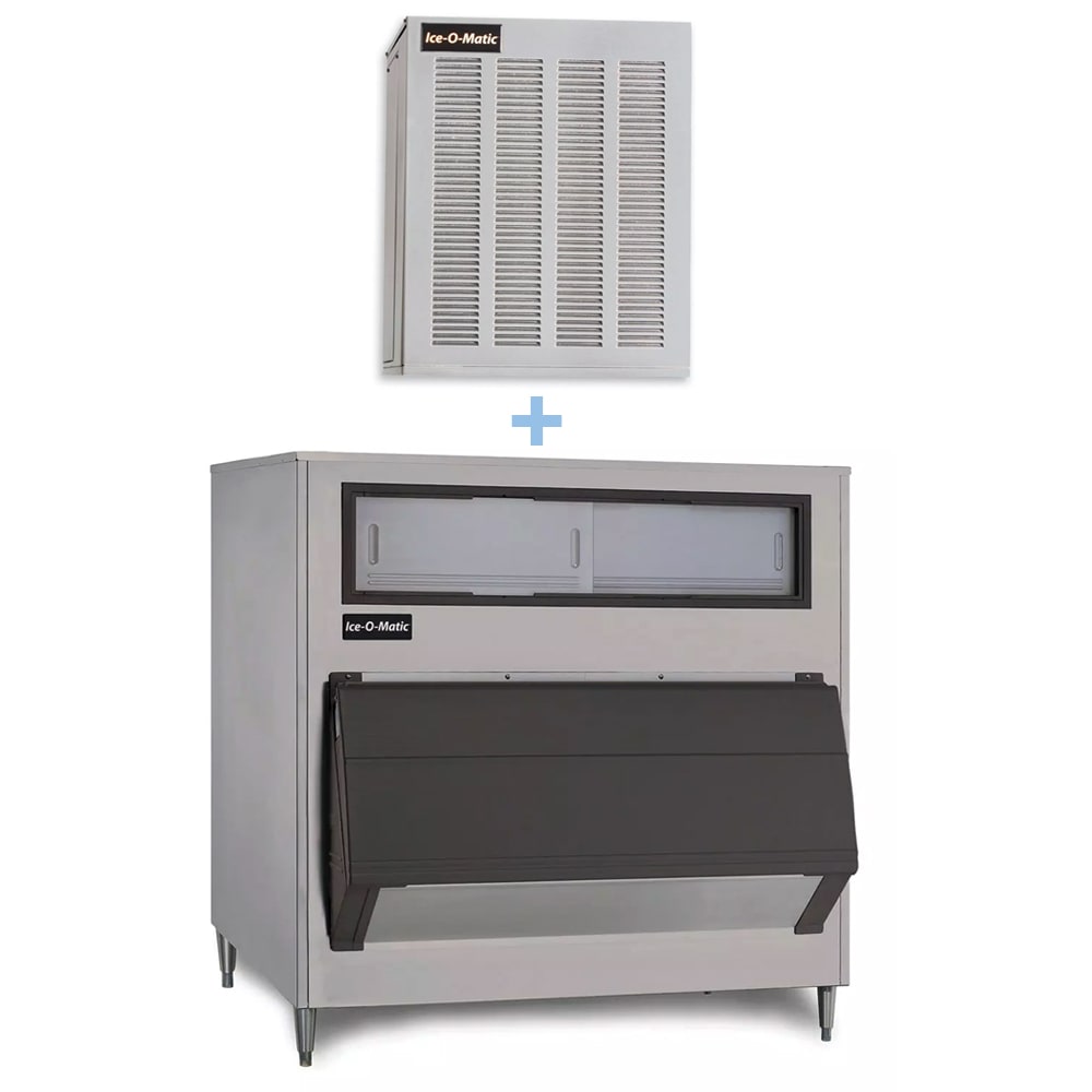 Ice-O-Matic GEM0650A/B1000-48 740 lb Pearl Ice Nugget Commercial Ice Machine w/ Bin - 1000 lb Storage, Air Cooled, 115v, 741-lb. Production, Stainless Steel
