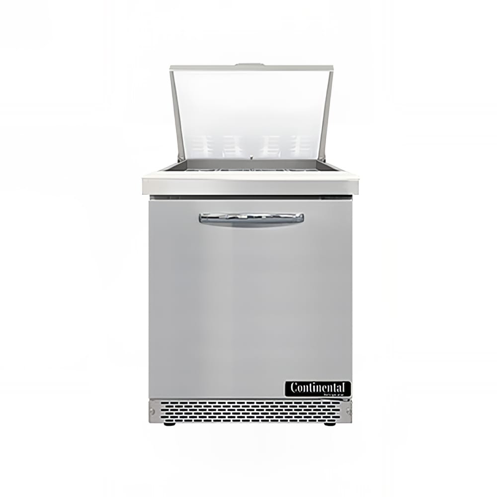 Continental SW27N12M-FB 27" Sandwich/Salad Prep Table w/ Refrigerated Base, 115v, 12 Sixth-Size Pans, Front-Breathing Condenser, Stainless Steel