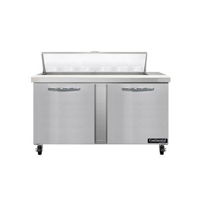 Continental SW60N12 60" Sandwich/Salad Prep Table w/ Refrigerated Base, 115v, Stainless Steel