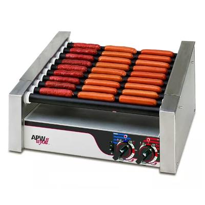 APW HRS-50S X*PERT HotRod 50 Hot Dog Roller Grill - Slanted Top, 120v, Stainless Steel