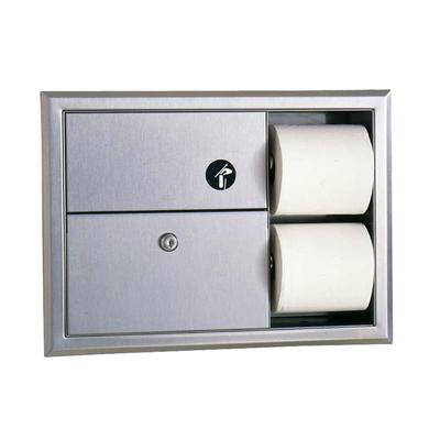 Bobrick B3094 Classic Series Recessed Sanitary Napkin Disposal & Toilet Tissue Dispenser, Stainless Steel