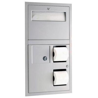 Bobrick B-3574 Classic Series Recess Mounted Combination Dispenser, Napkin Disposal, Silver