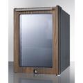 Summit SCR114LWP1 13 3/4"W Undercounter Refrigerator w/ (1) Glass Door - Wood, 115v, Brown
