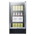 Summit SCR1841BCSSADA 18"W Undercounter Refrigerator w/ (1) Section & (1) Glass Door - Stainless Steel, 115v, Silver