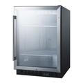 Summit SCR610BL 24" Bar Refrigerator - 1 Swinging Glass Door, Black, 115v, Stainless Interior
