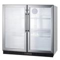 Summit SCR7012DBCSS 35 1/2" Bar Refrigerator - 2 Swinging Glass Doors, Stainless, 115v, Freestanding, Silver