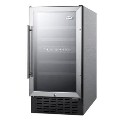 Summit SWC182ZCSSADA 17 3/4" 1 Section Commercial Wine Cooler w/ (2) Zones - 28 Bottle Capacity, 115v, Silver
