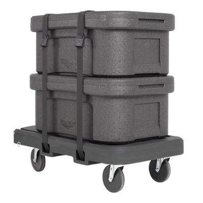 Vollrath 1694 Flatbed Utility Dolly w/ & 1 1/2" Black Straps - Plastic, Dark Gray