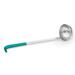 Vollrath 58355 6 oz Soup Ladle - Stainless Steel, Teal Kool-Touch Handle, Silver