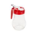 Vollrath 614-02 14 oz Dripcut Teardrop Dripcut Server - Glass, Red Plastic Top, Clear