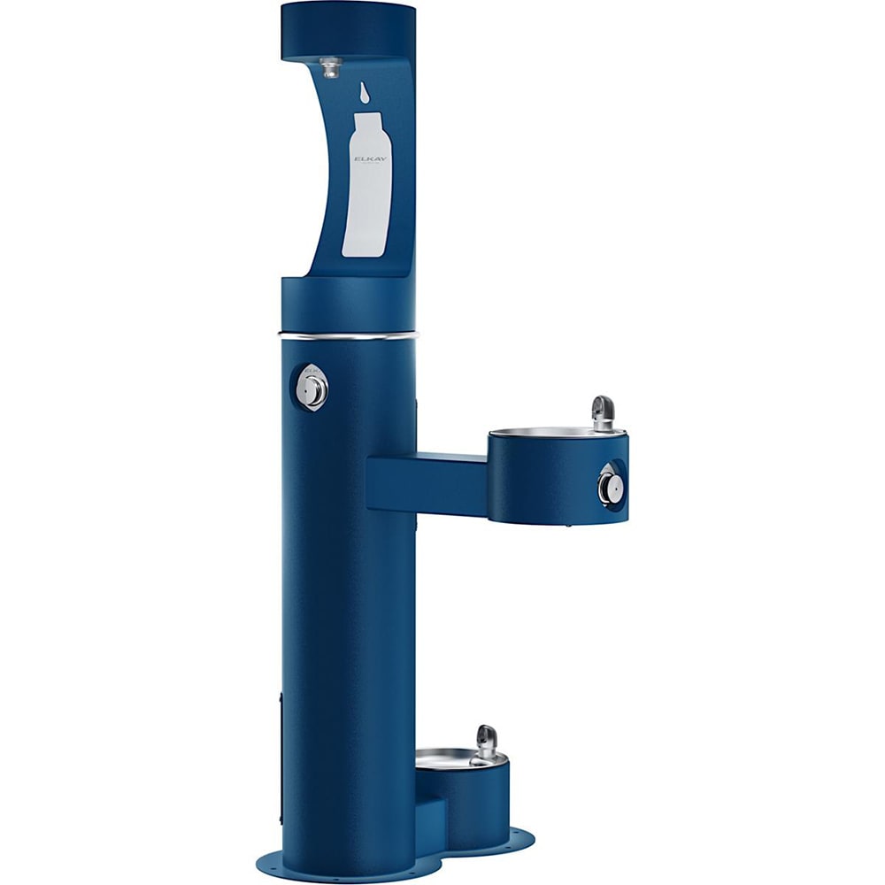 Elkay LK4420BF1UDBBLU Outdoor Bottle Filling Station w/ Drinking & Pet Fountain - Non Refrigerated, Blue, Blue Coating, 300 Stainless Steel