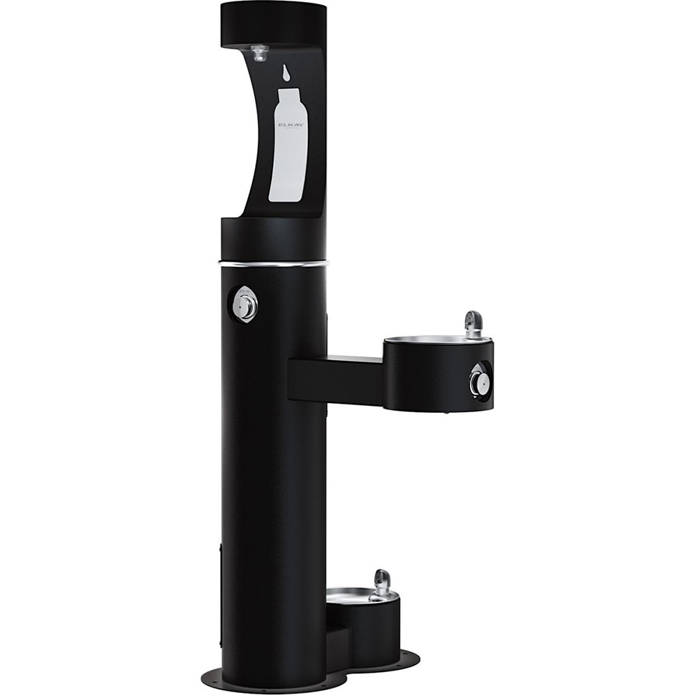 Elkay LK4420BF1UDBFRKBLK Outdoor Bottle Filling Station w/ Drinking & Pet Fountain - Non Refrigerated, Black