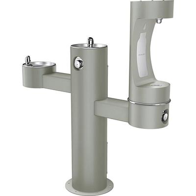 Elkay LK4430BF1LFRKGRY Outdoor Bottle Filling Station w/ 2 Drinking Fountains - 52 1/8"H, Non Refrigerated, Gray