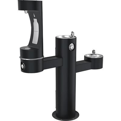 Elkay LK4430BF1MFRKBLK Outdoor Bottle Filling Station w/ 2 Drinking Fountains - 57"H, Non Refrigerated, Black