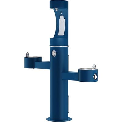 Elkay LK4430BF1UBLU Outdoor Bottle Filling Station w/ 2 Drinking Fountains - 64"H, Non Refrigerated, Blue