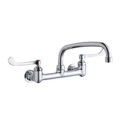 Elkay LK940AT10T6H Splash Mount Faucet w/ 10" Arched Swing Spout & 6" Wrist Blade Handles - 8" Centers, Chrome