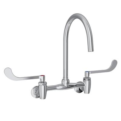 Elkay LK940GN08T6S Splash Mount Faucet w/ 8" Gooseneck Spout & 6" Wrist Blade Handles - 8" Centers