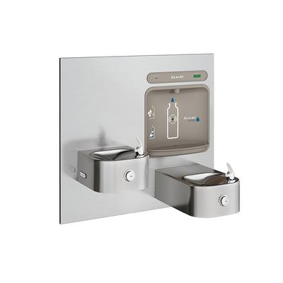 Elkay LZWS-EDFP217K Wall Mount Bi Level Drinking Fountains w/ Bottle Filler - Non Refrigerated, Filtered, Silver