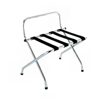 CSL 1055C-BL Metal Luggage Rack w/ 2 1/4" Black Poly Straps - 24 1/4"W x 16"D x 26 1/2"H, Chrome