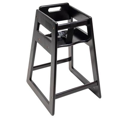 CSL 900BL-KD Youngstar 27" Stackable Wood High Chair w/ Waist Strap - Rubberwood, Black, Rubber Wood