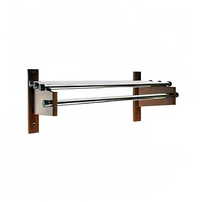 CSL TDE-30 M 32" Wall Mount Commercial Coat Rack w/ 1" Zinc Plated Rod & Mahogany Hardwood Brackets, Brown