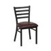 Royal Industries ROY 9001 BRN Side Chair w/ Ladder Back & Brown Vinyl Seat - Metal Frame, Matte Black