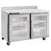 Centerline by Traulsen CLUC-48R-GD-WTLL 48" Worktop Refrigerator w/ (2) Sections, 115v, 48" Width, 2 Glass Doors, Silver