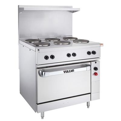 Vulcan EV36S-2FP24G208 36" Commercial Electric Range w/ (2) French Hot Plates & (1) Griddle, 208v/1ph, Stainless Steel