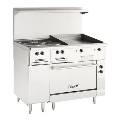 Vulcan EV48S-8FP-208 48" Commercial Electric Range w/ (8) French Hot Plates & Standard Oven, 208v/3ph, Stainless Steel