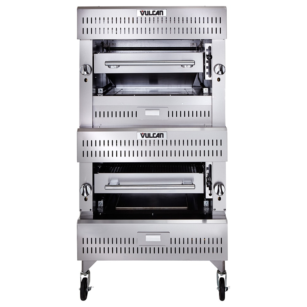 Vulcan VBI2 LP Double Deck Liquid Propane Broiler - Ceramic Over Infrared, 200,000 BTU, Stainless Steel, Gas Type: LP