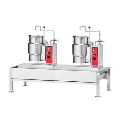 Vulcan VEKT50/66 230/3 (2) 6 gal Steam Kettles & Stand Assembly - Manual Tilt, 2/3 Jacket, 230v/3ph, Stainless Steel