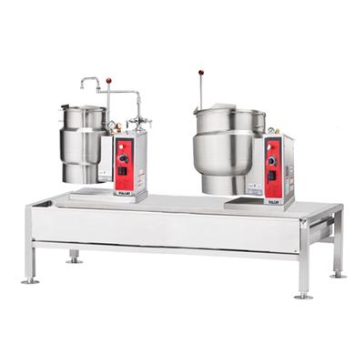 Vulcan VEKT64/612 (1) 6 gal & (1) 12 gal Steam Kettles & Stand Assembly - Manual Tilt, 2/3 Jacket, 230v/3ph, Stainless Steel