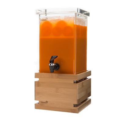 Rosseto LD116 1 gal Beverage Dispenser w/ Ice Basket - Plastic Container, Bamboo Base, Brown