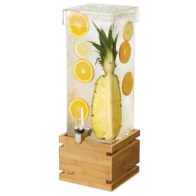 Rosseto LD179 2 gal Beverage Dispenser w/ Ice Basket - Plastic Container, Bamboo Base, Acrylic, Brown