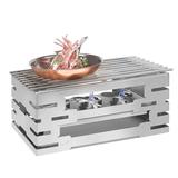 Rosseto SK031 Rectangular Warmer Kit - 21 3/5" x 13 3/5" x 10", Stainless, With Grill Top, Stainless Steel