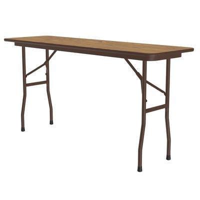Correll CF1896M-06 96" Rectangular Folding Table w/ Medium Oak Melamine Top, 29"H, Brown