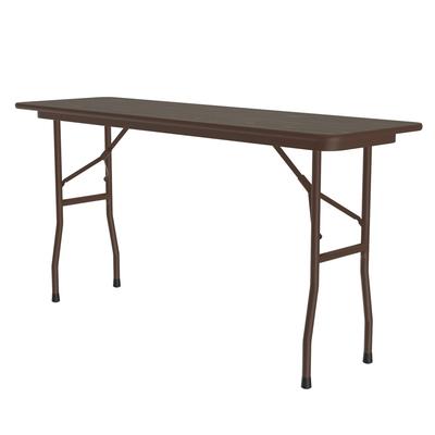 Correll PC1872P 01 72" Rectangular Folding Table w/ Walnut Plywood Top, 29"H, Black