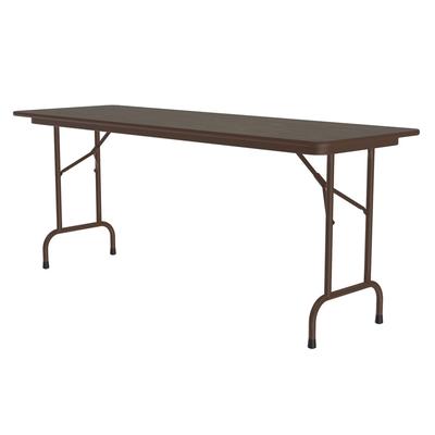 Correll PC2496P 01 96" Rectangular Folding Table w/ Walnut Plywood Top, 29"H, Black