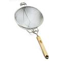 Tablecraft 1022 10" Strainer w/ Double Medium Mesh & Wooden Handle, Silver