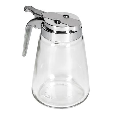 Tablecraft 1371CP 12 oz Cylindrical Dripcut Server - Glass, Chrome ABS Top, Clear