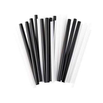 Tablecraft 700106 7 3/4" Unwrapped Straws - PLA, Black, Pack of 300